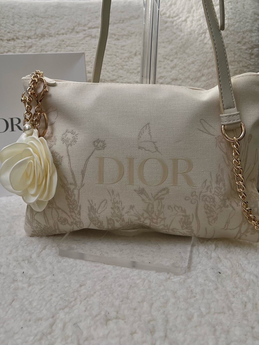 Dior Cream Embroidered Upcycled beauty to Crossbody Bag